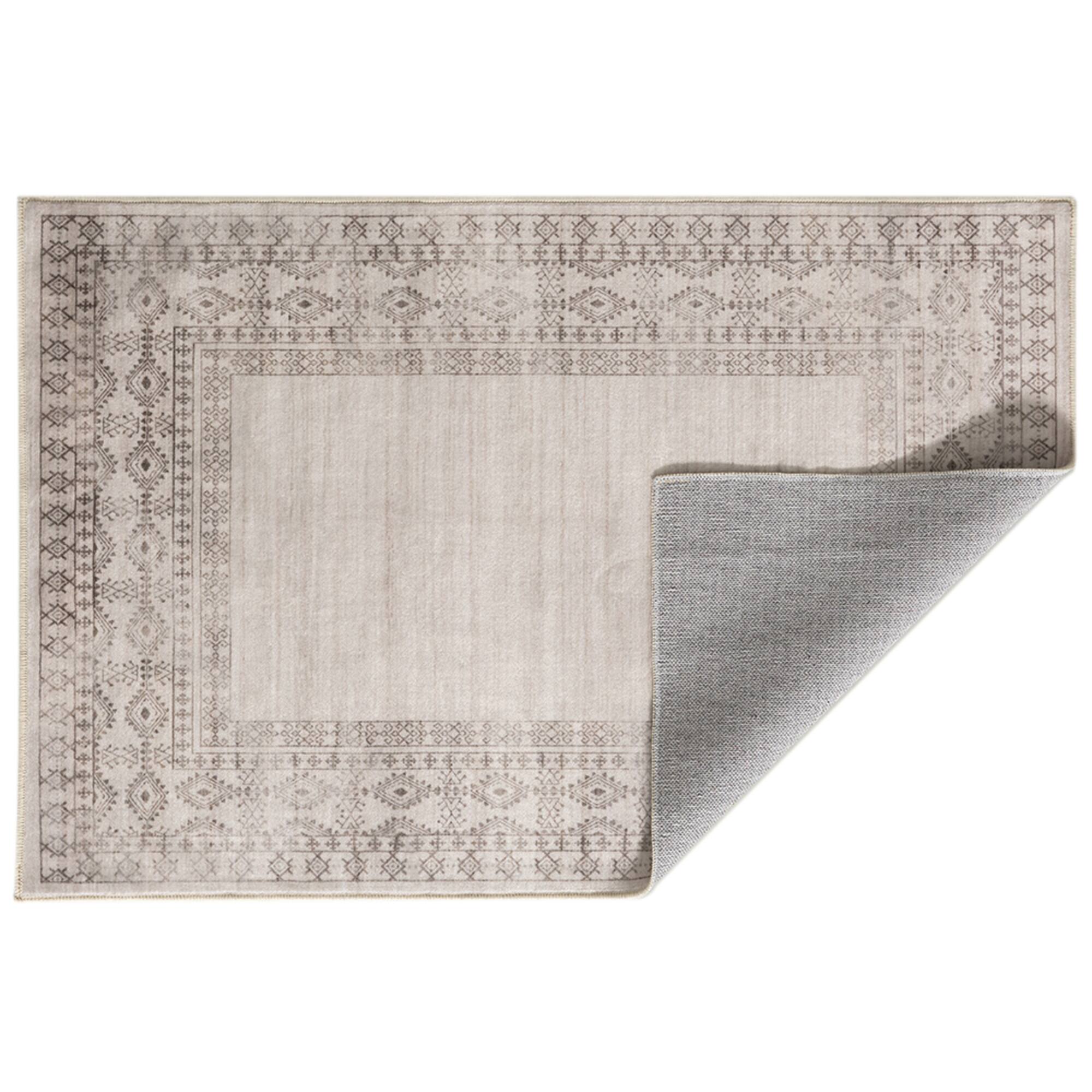 Taupe Border Washable Rug by Ashland